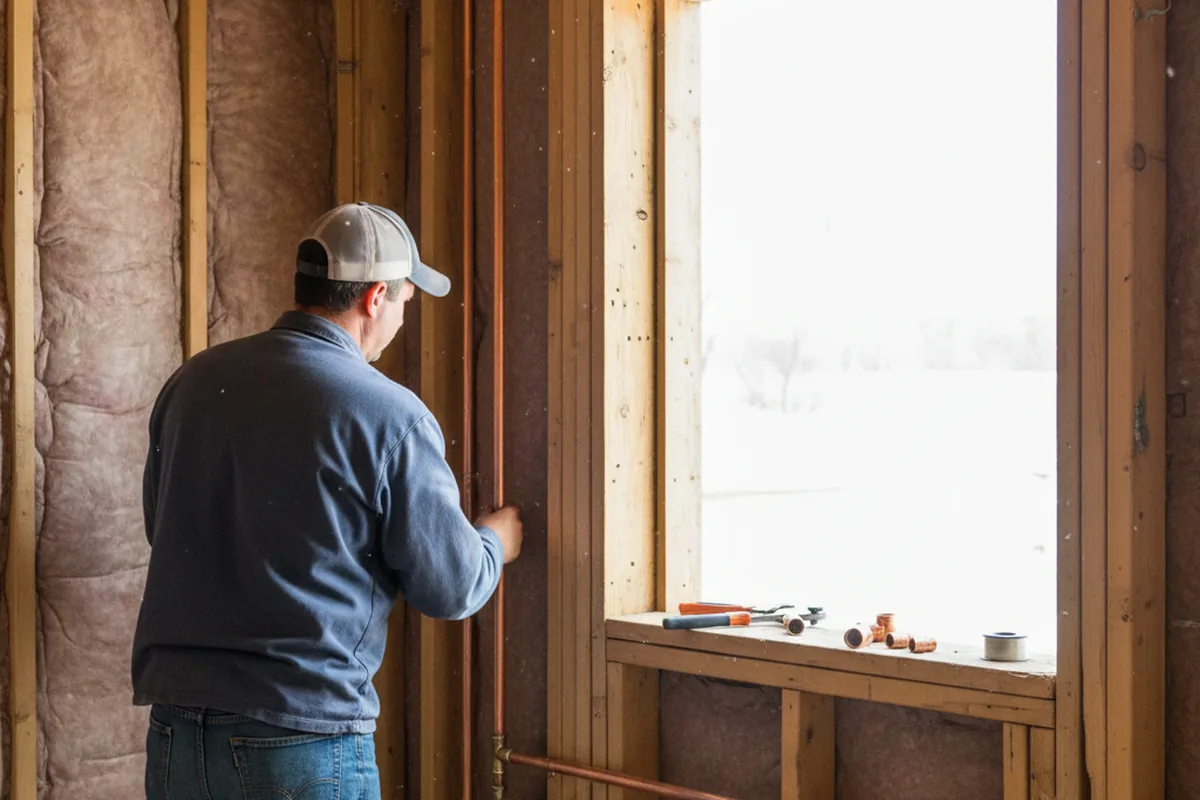 Licensed plumber running new copper supply lines in a Lone Jack home